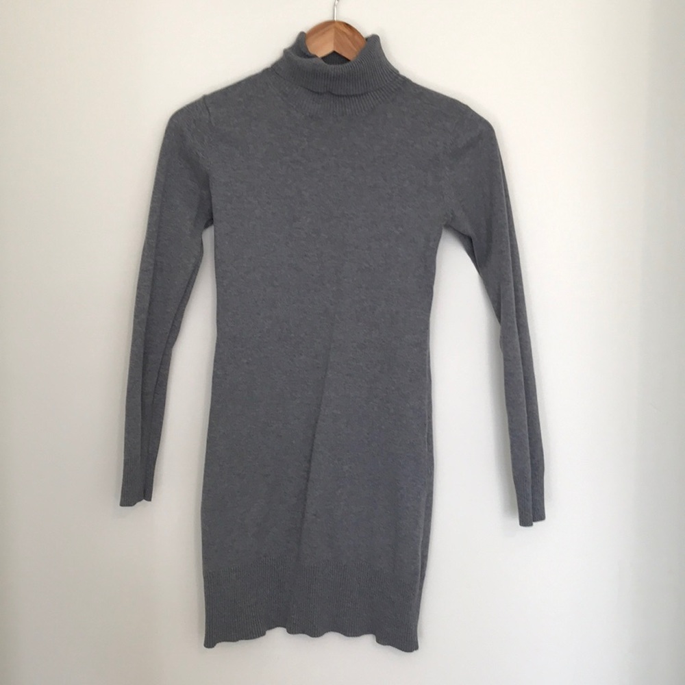 Grey turtle neck mini dress